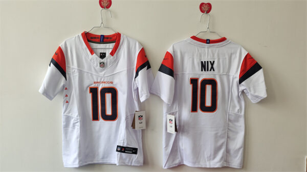 Youth Denver Broncos #10 Bo Nix White 2024 F.U.S.E Stitched Jersey