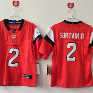 Youth Denver Broncos #2 Pat Surtain II Orange 2024 F.U.S.E Vapor Untouchable Limited Stitched Jersey