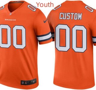 Youth Denver Broncos Orange Custom Color Rush Legend Jersey