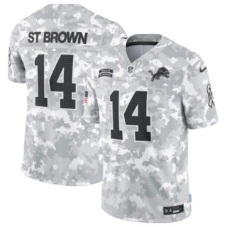 Youth Detroit Lions #14 Amon-Ra St. Brown 2024 F.U.S.E Arctic Camo Salute To Service Limited Stitched Jersey