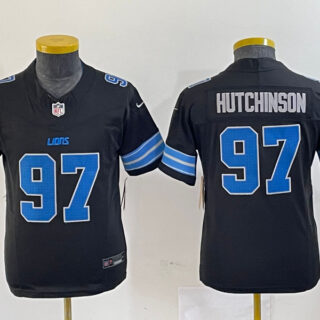 Youth Detroit Lions #97 Aidan Hutchinson Black 2024 F.U.S.E. 2nd Alternate Vapor Limited Stitched Jersey