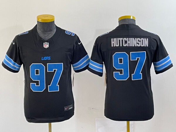 Youth Detroit Lions #97 Aidan Hutchinson Black 2024 F.U.S.E. 2nd Alternate Vapor Limited Stitched Jersey