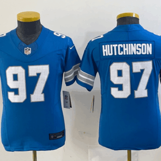 Youth Detroit Lions #97 Aidan Hutchinson Blue 2024 F.U.S.E. Vapor Limited Stitched Jersey