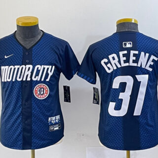 Youth Detroit Tigers #31 Riley Greene 2024 Navy City Connect Cool Base Limited Stitched Jerseys