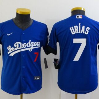 Youth Dodgers 7 Julio Urias Royal Youth 2021 City Connect Cool Base Jerseys