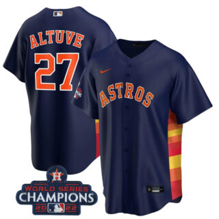 Youth Houston Astros #27 Jose Altuve Navy 2022 World Series Champions Stitched BaseballJersey