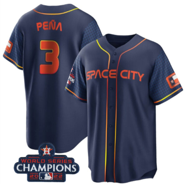 Youth Houston Astros #3 Jeremy Peña Navy 2022 World Series Champions City Connect Stitched BaseballJersey