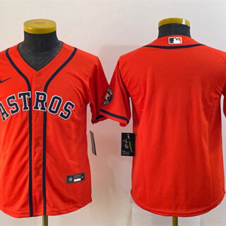Youth Houston Astros Blank Orange With Patch Cool Base Stitched Jersey