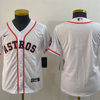Youth Houston Astros Blank White With Patch Cool Base Stitched Jersey