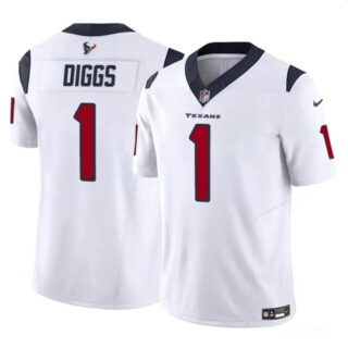 Youth Houston Texans #1 Stefon Diggs White 2024 F.U.S.E Vapor Untouchable Limited Stitched Football Jersey