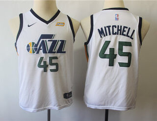 Youth Jazz 45 Donovan Mitchell White Youth Nike Swingman Jersey