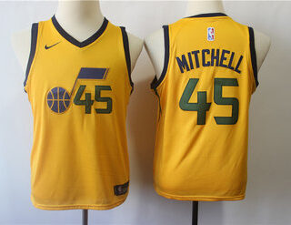 Youth Jazz 45 Donovan Mitchell Yellow Youth Nike Swingman Jersey