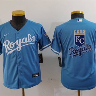 Youth Kansas City Royals Team Big Logo Light Blue Alternate Limited Stitched Baseball Jersey