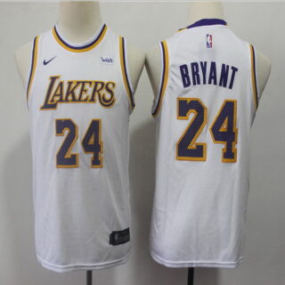 Youth Lakers 24 Kobe Bryant White 2018-19 Youth Nike Swingman Jersey