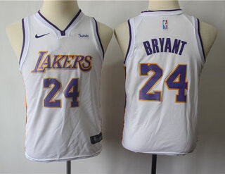 Youth Lakers 24 Kobe Bryant White Youth Nike Swingman Jersey