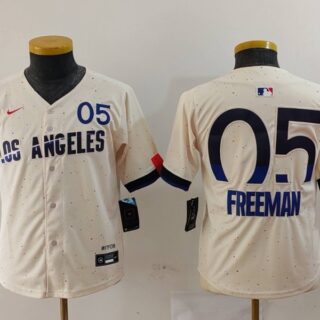 Youth Los Angeles #5 Freddie Freeman Dodgers Cream 2024 City Connect Limited Stitched Baseball Jerseys