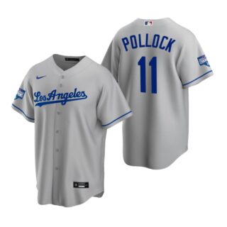 Youth Los Angeles Dodgers 11 A.J. Pollock Gray 2020 World Series Champions Road Replica Jersey