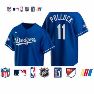 Youth Los Angeles Dodgers 11 A.J. Pollock Royal 2020 World Series Champions Replica Jersey