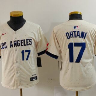 Youth Los Angeles Dodgers #17 Shohei Ohtani Cream Stitched Baseball Jerseys