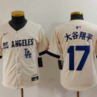 Youth Los Angeles Dodgers #17 大谷翔平 Cream Stitched Baseball Jerseys