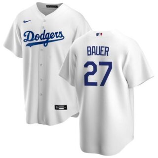 Youth Los Angeles Dodgers #27 Trevor Bauer White Jersey