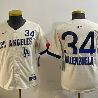 Youth Los Angeles Dodgers #34 Toro Valenzuela Cream 2024 City Connect Limited Stitched Baseball Jerseys