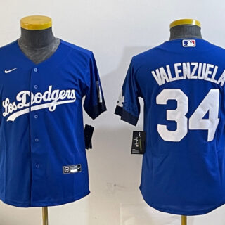 Youth Los Angeles Dodgers #34 Toro Valenzuela Royal 2024 World Series With Fernando Memorial Patch Alternate Limited Stitched Baseball Jersey(Run Small)