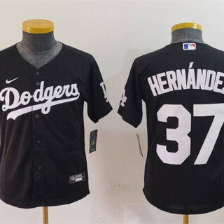 Youth Los Angeles Dodgers #37 Teoscar Hernandez Black Stitched Baseball Jersey