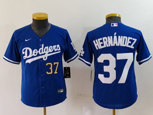 Youth Los Angeles Dodgers #37 Teoscar Hernandez Blue Stitched Baseball Jerseys