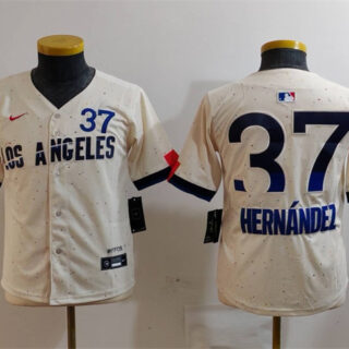 Youth Los Angeles Dodgers #37 Teoscar Hernandez Cream 2024 City Connect Limited Stitched Baseball Jersey