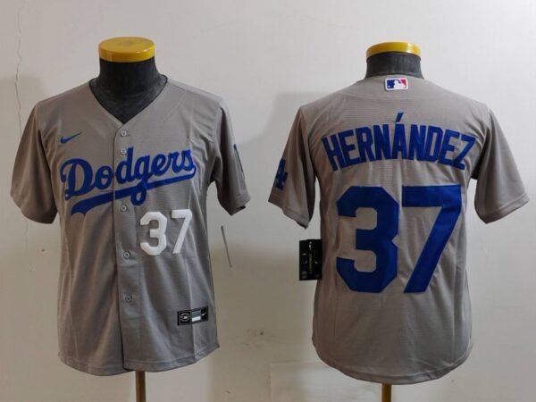 Youth Los Angeles Dodgers #37 Teoscar Hernandez Grey Stitched Baseball Jerseys