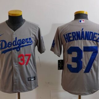 Youth Los Angeles Dodgers #37 Teoscar Hernandez Grey Stitched Baseball Jerseys
