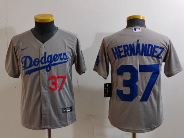 Youth Los Angeles Dodgers #37 Teoscar Hernandez Grey Stitched Baseball Jerseys