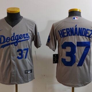 Youth Los Angeles Dodgers #37 Teoscar Hernandez Grey Stitched Baseball Jerseys