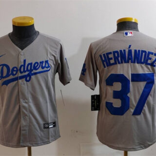 Youth Los Angeles Dodgers #37 Teoscar Hernandez Grey Stitched Baseball Jersey