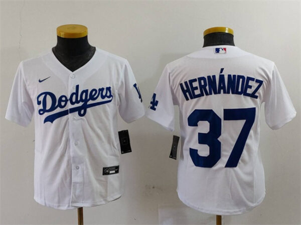 Youth Los Angeles Dodgers #37 Teoscar Hernandez White Stitched Baseball Jersey