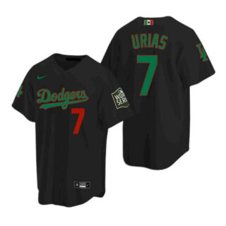 Youth Los Angeles Dodgers #7 Julio Urias Black Green World Series Cool Base Stitched Baseball Jersey