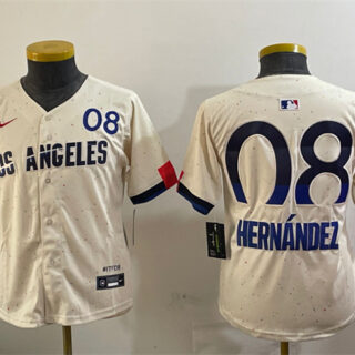 Youth Los Angeles Dodgers #8 Enrique Hernandez Cream 2024 City Connect Limited Stitched Baseball Jersey