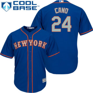 Youth Mets #24 Robinson Cano Blue(Grey NO.) Cool Base Stitched Youth Baseball Jersey