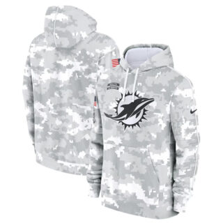Youth Miami Dolphins 2024 White Gray Salute To Service Pullover Hoodie