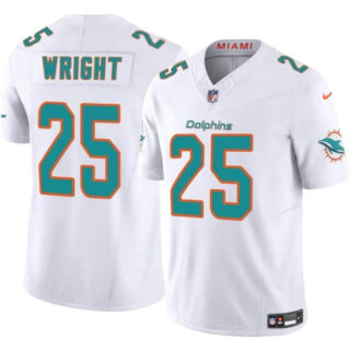 Youth Miami Dolphins #25 Jaylen Wright White 2024 F.U.S.E Vapor Limited Stitched Jersey