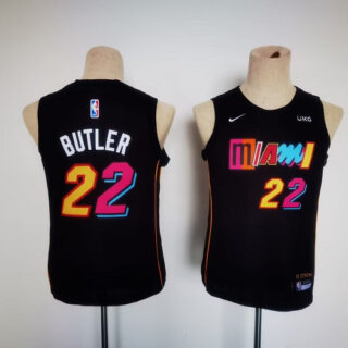 Youth Miami Heat #22 Jimmy Butler Black City Edition Swingman Stitched Jersey