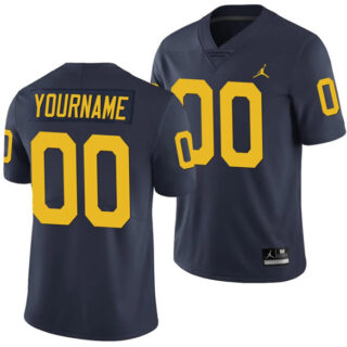 Youth Michigan Wolverines Custom Navy Stitched Jersey