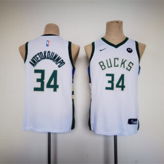 Youth Milwaukee Bucks #34 Giannis Antetokounmpo White Stitched Basketball Jersey