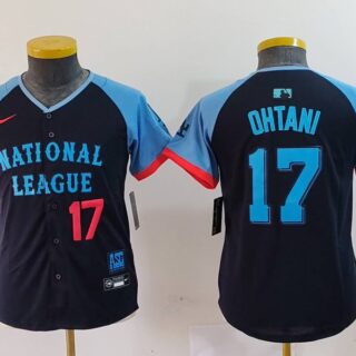 Youth National League #17 Shohei Ohtani Navy 2024 All-Star Limited Stitched Baseball Jerseys