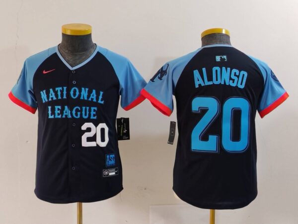 Youth National League #20 Pete Alonso Navy 2024 All-Star Limited Stitched Baseball Jerseys