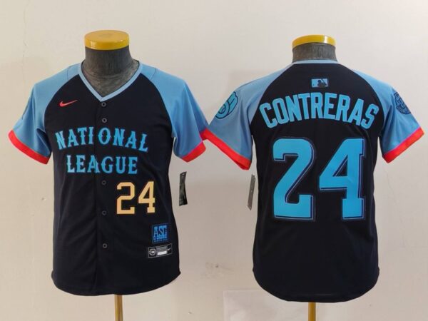 Youth National League #24 William Contreras Navy 2024 All-Star Limited Stitched Baseball Jerseys