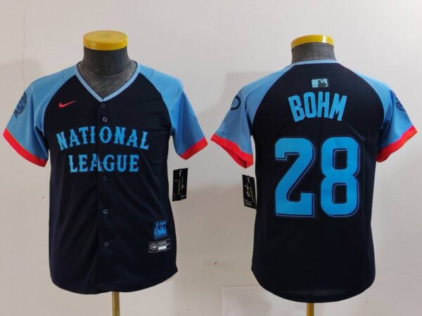 Youth National League #28 Alec Bohm Navy 2024 All-Star Limited Stitched Baseball Jerseys