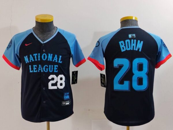 Youth National League #28 Alec Bohm Navy 2024 All-Star Limited Stitched Baseball Jerseys