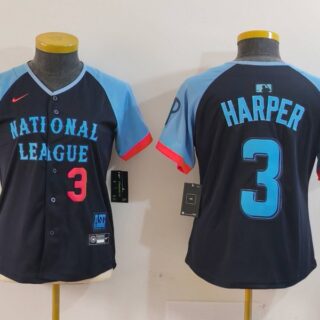Youth National League #3 Bryce Harper Navy 2024 All-Star Limited Stitched Baseball Jerseys